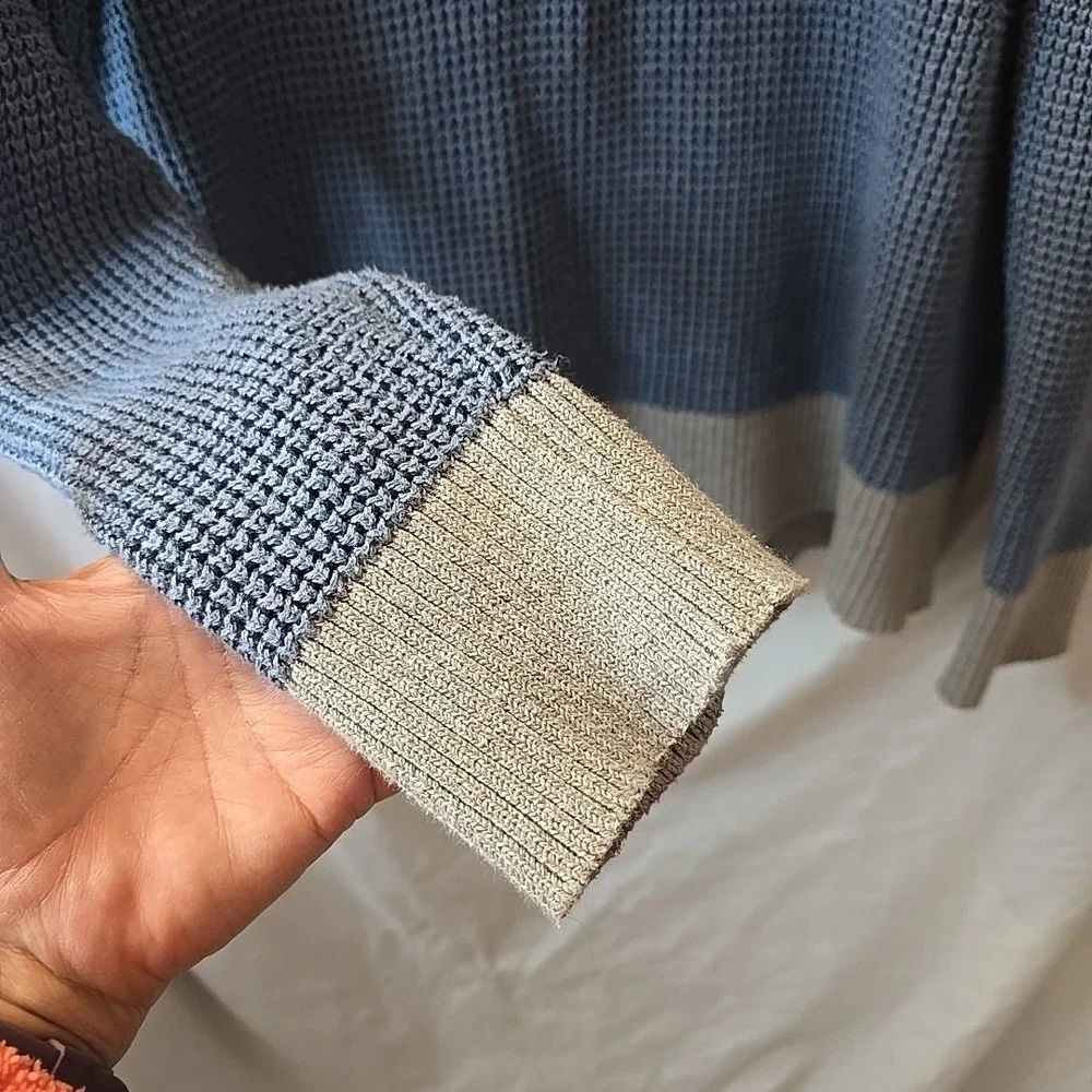 Patagonia‎ Ponderosa Pine Sweater Waffle Knit 1/4 Zip • Women's Size Large Blue - Picture 4 of 15